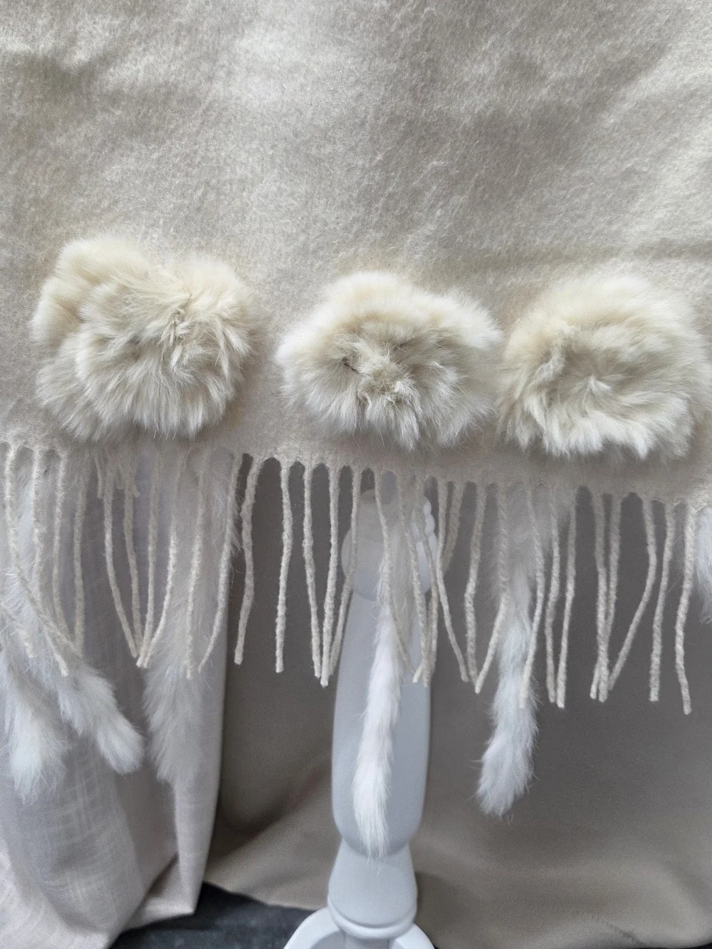 Pashmina Cream Cashmere Rabbit Scarf Wrap 26.5x70 Cozy Winter Luxe Chalet Chic